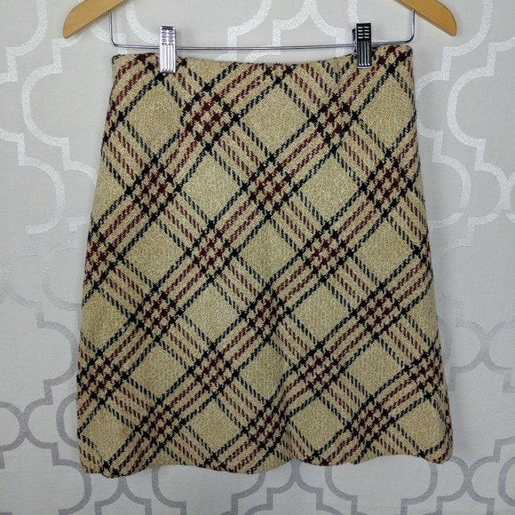Vintage Dresses & Skirts - Vintage Santa Barbara Plaid Tweed Knit Skirt